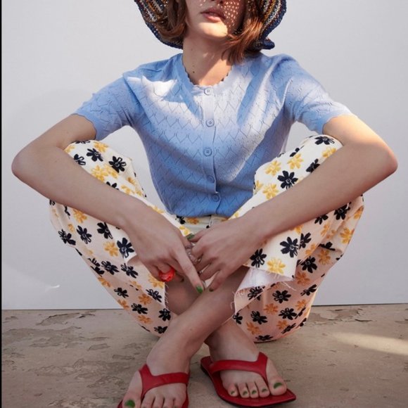 ZW RETRO FLORAL MARINE PATCH POCKET STRAIGHT JEANS - Picture 2 of 15